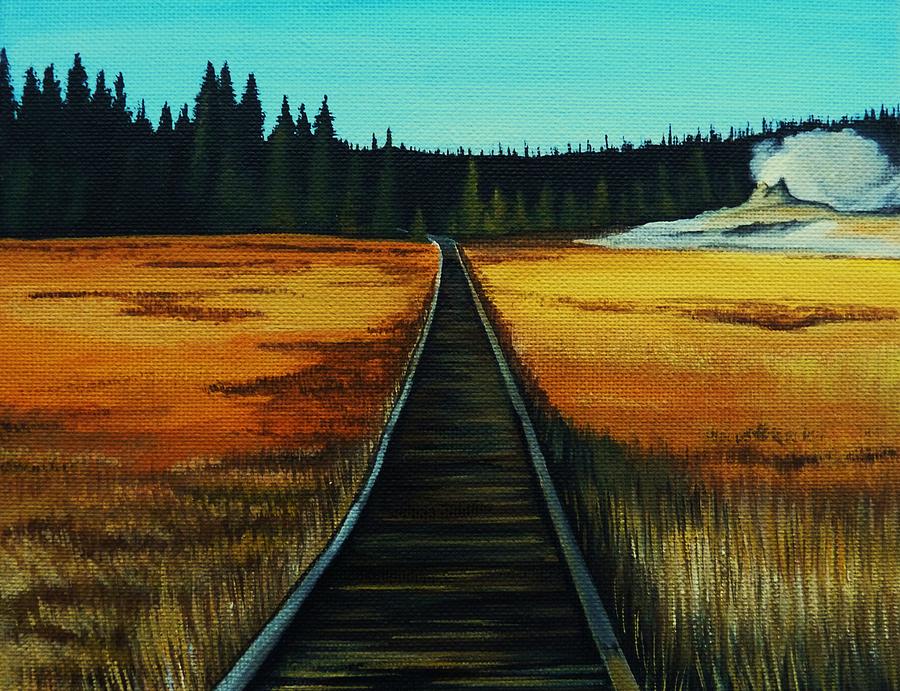 Yellowstone National Park Painting - Yellowstone Boardwalk by Lucy Deane