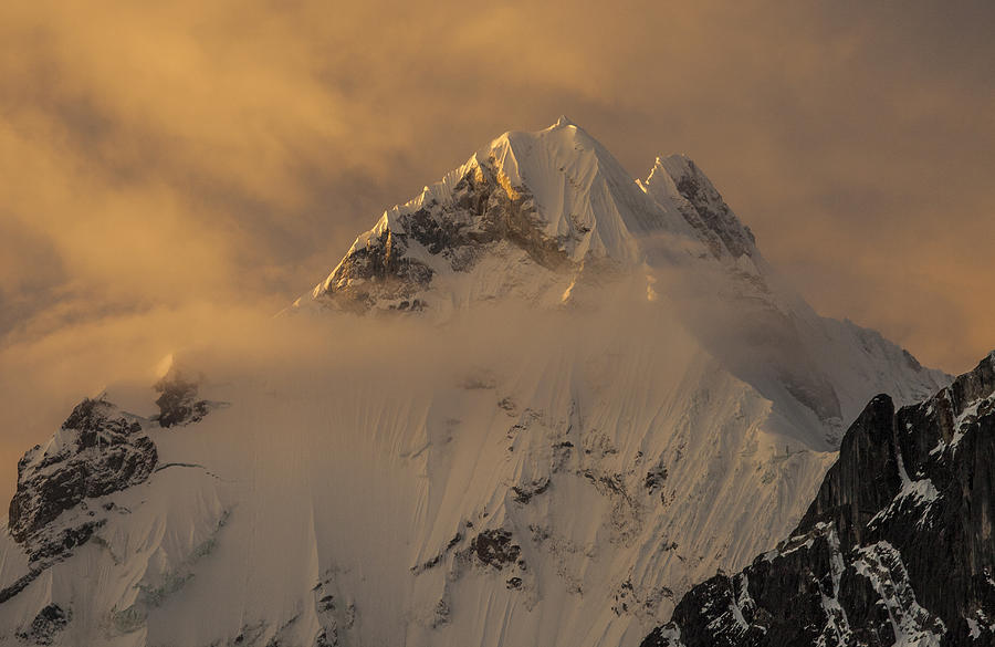 Yerupaja Summit Ridge 6617m At Sunset Photograph by Colin Monteath ...