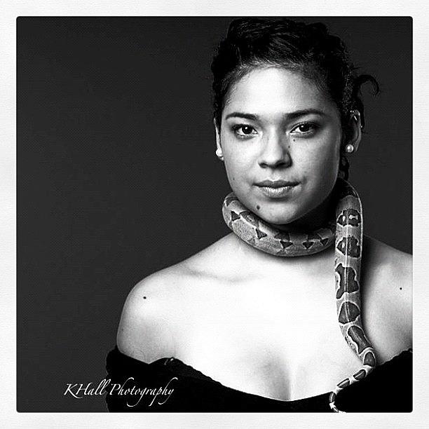 Beauty Photograph - Yes, Its A Real Snake Around Her by Speechless Poet