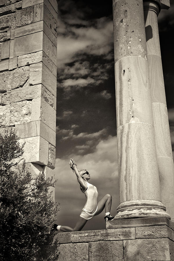 Greek Photograph - Yoga at Apollo by Stelios Kleanthous