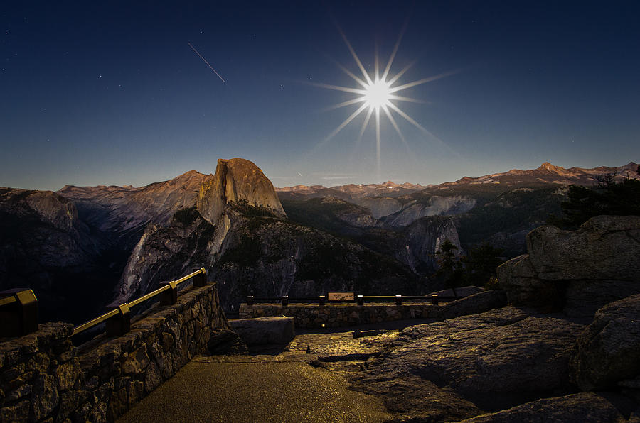 Yosemite National Park Half Dome Full Moon Photograph by Scott McGuire