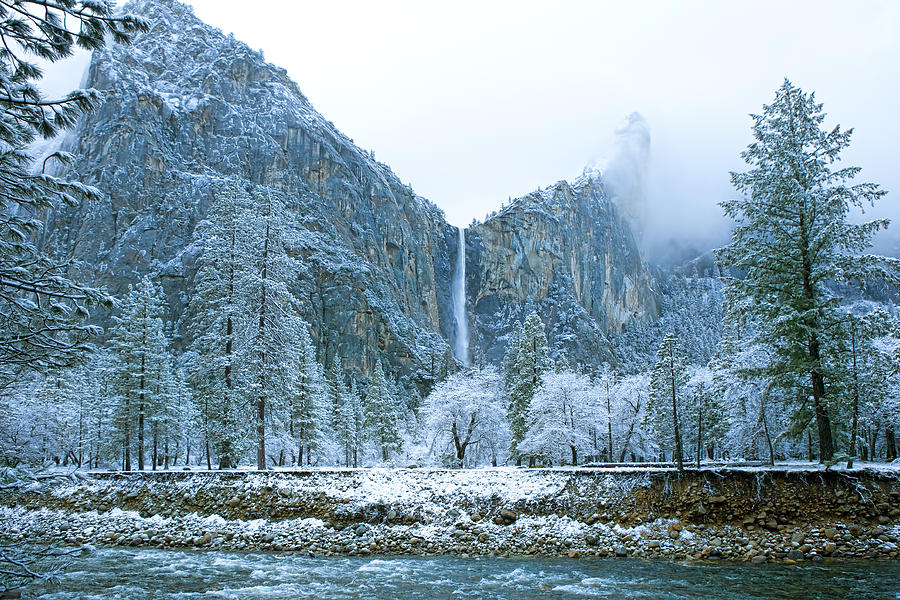 Yosemite Waterfall in the Snow Photograph by Gregory Scott