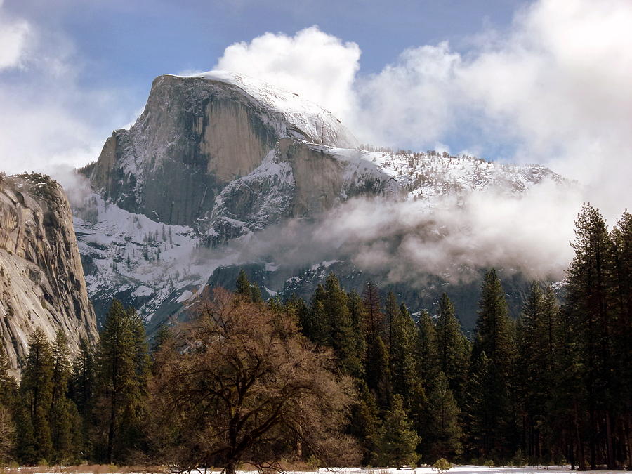 Yosemites Half Dome in Winter Sun and Snow Photograph by Jeff Lowe
