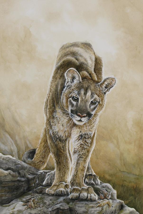 Mountain Lion Painting - Young Blood by Nonie Wideman