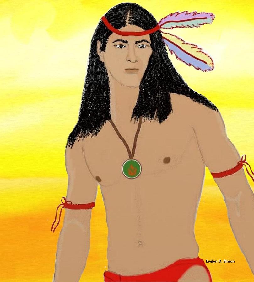 Young Cherokee male Digital Art by Evelyn O Simon