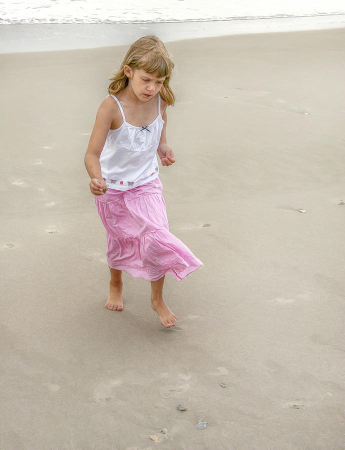 Beach Digital Art - Young Girl on Ocean Beach by Randy Steele