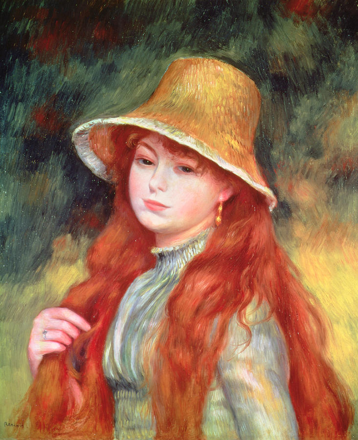 Art Oil painting beautiful young girl portrait with long hair free shipping cost 