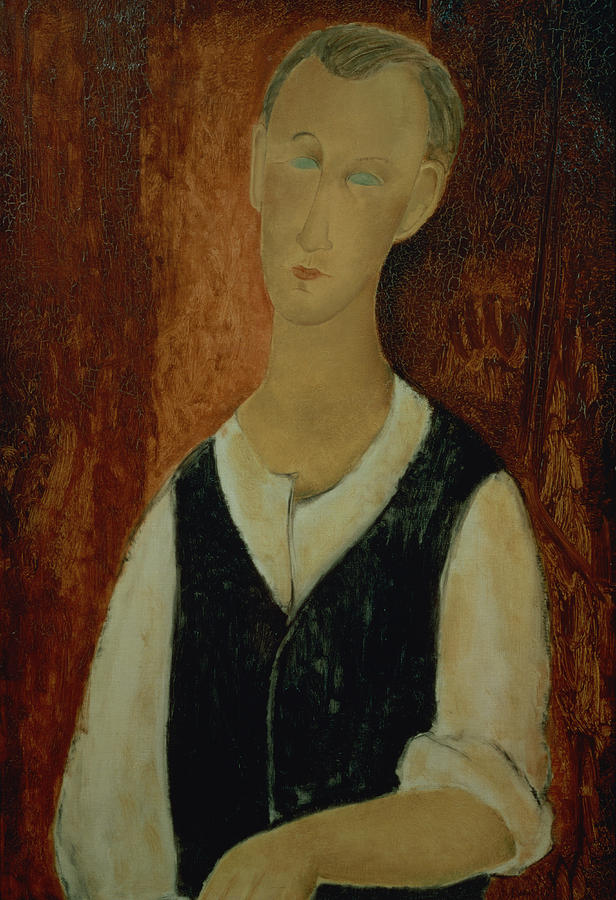 Amedeo Modigliani Painting - Young Man with a Black Waistcoat by Amedeo Modigliani