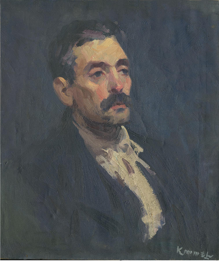 Young Man With Mustache Painting by Lu Kimmel