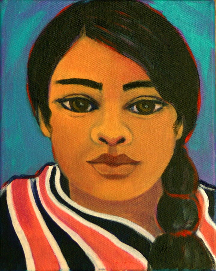 Young Mexican Girl Painting by Susan Santiago