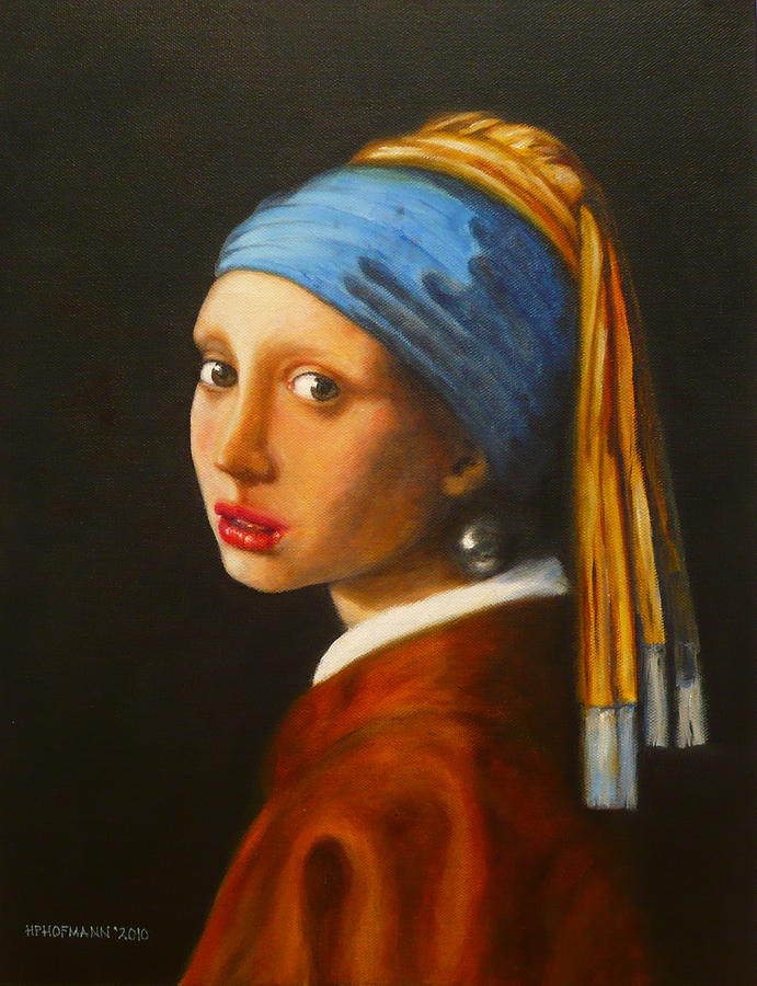 Young woman with pearl earring Painting by Hugo Palomares - Fine Art ...