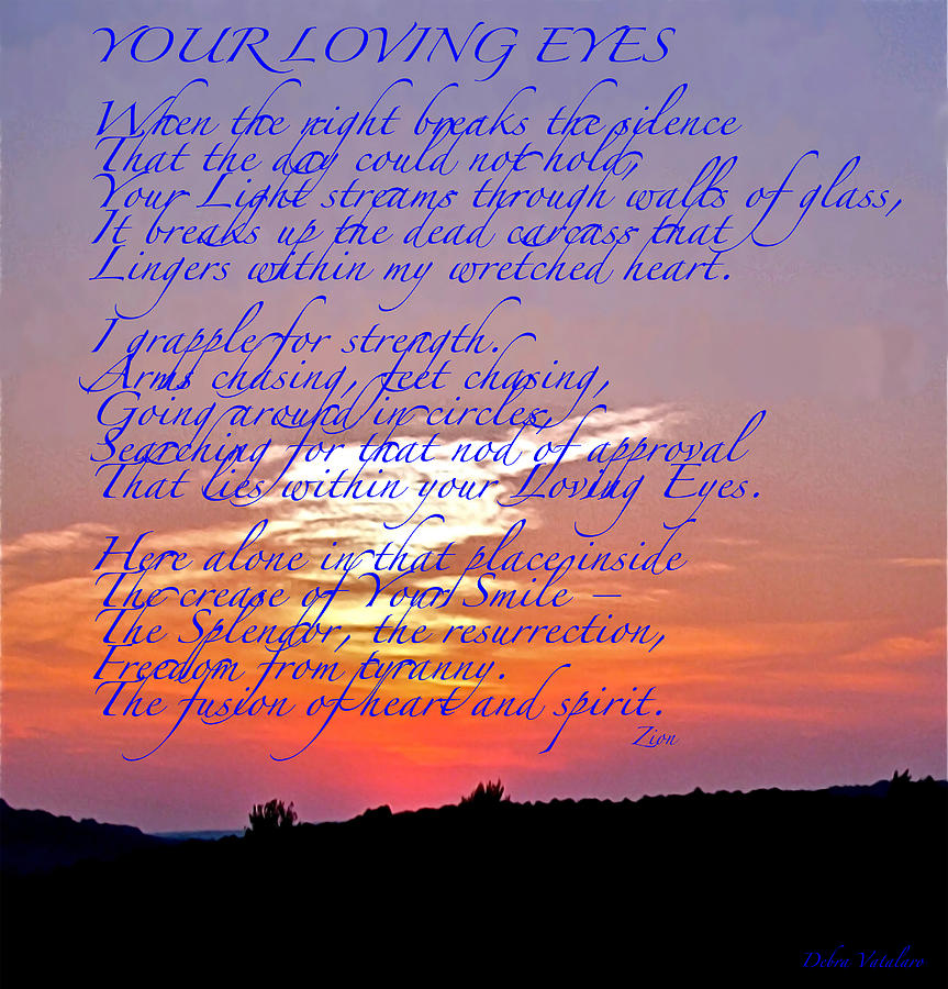 Sunset Photograph - Your Loving Eyes 2 by Debra     Vatalaro