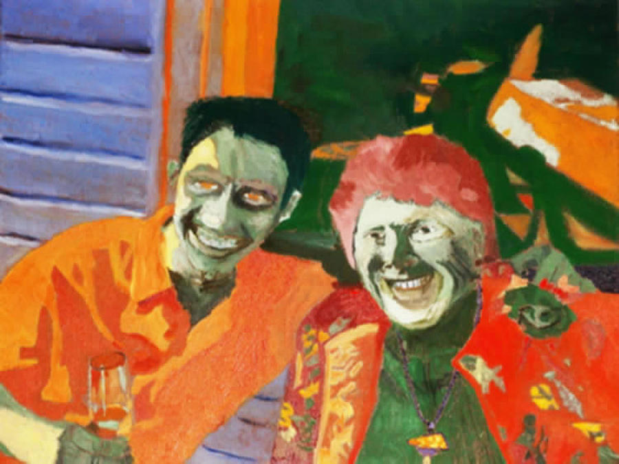 Wine Painting - Youth and Beauty Share a Laugh by Brent  Harris