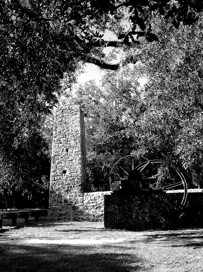 Historical Yulee Sugarmill 2  black and white Photograph by Judy Wanamaker