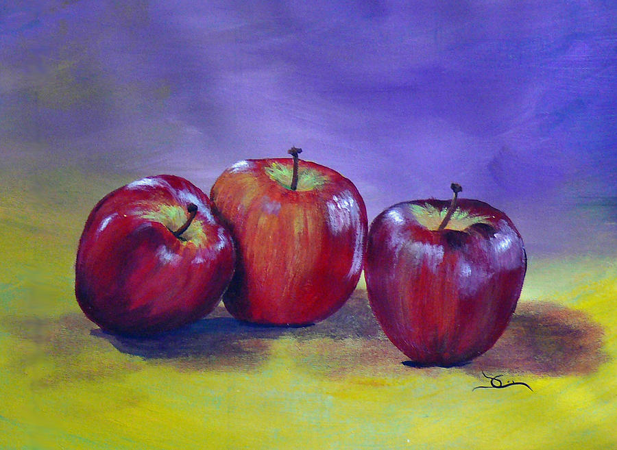 Apple Painting - Yummy Apples by Dee Carpenter