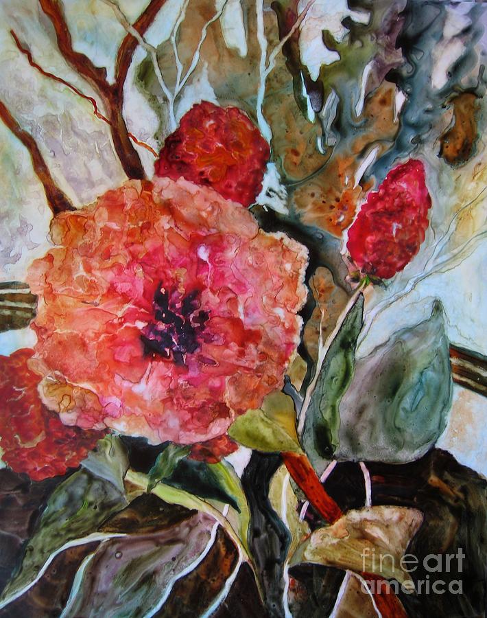 Yupo Floral Painting by Vicki Brevell