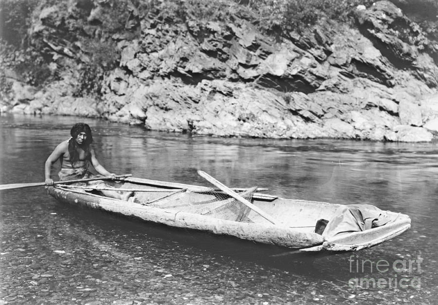 Yurok Canoe Traveling the Trinity River 1923 Photograph by Padre Art