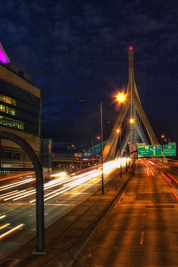 Zakim Bridge at Night Photograph by Joann Vitali