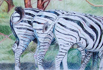 Zebra Bums Painting by Teresa Smith