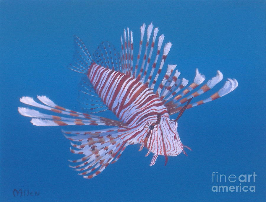 Zebra Lionfish Painting by Michael Allen