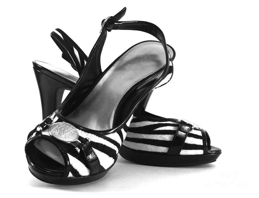 Black And White Photograph - Zebra print pumps by Blink Images