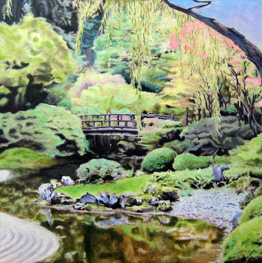 Zen Japanese Garden Panel 2 Painting By Chris Ripley Pixels   Zen Japanese Garden Panel 2 Chris Ripley 