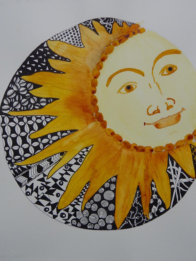 Zentangle Painting - Zentangle Sun by Nancy Fillip