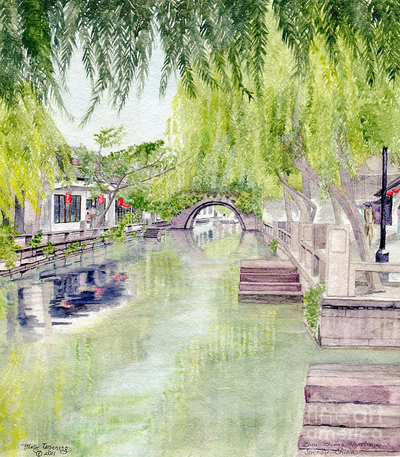 Zhou Zhuang Watertown Suchou China 2006 Painting by Melly Terpening