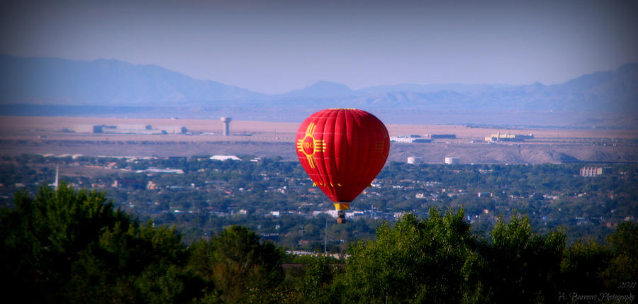 Zia Hot Air Balloon and Albuquerque Sunport Photograph by Aaron Burrows