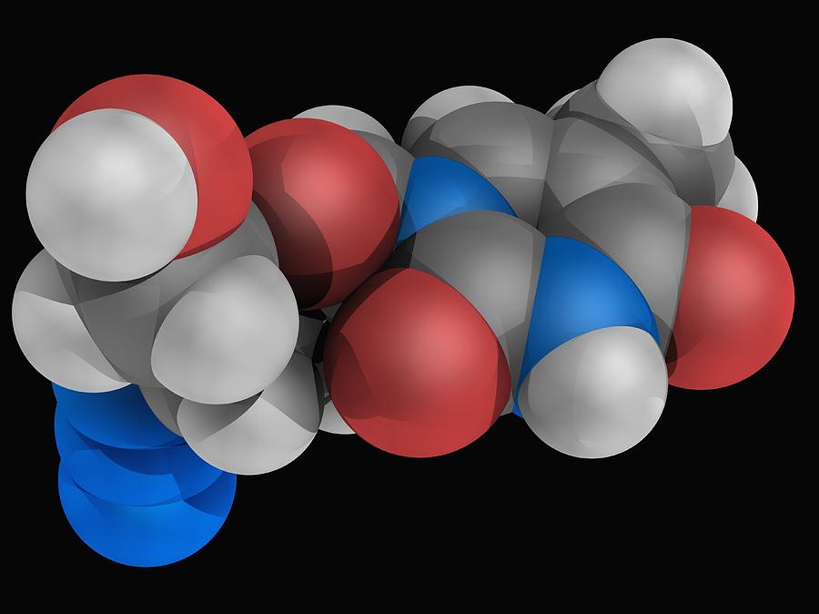 Zidovudine Drug Molecule Digital Art by Laguna Design