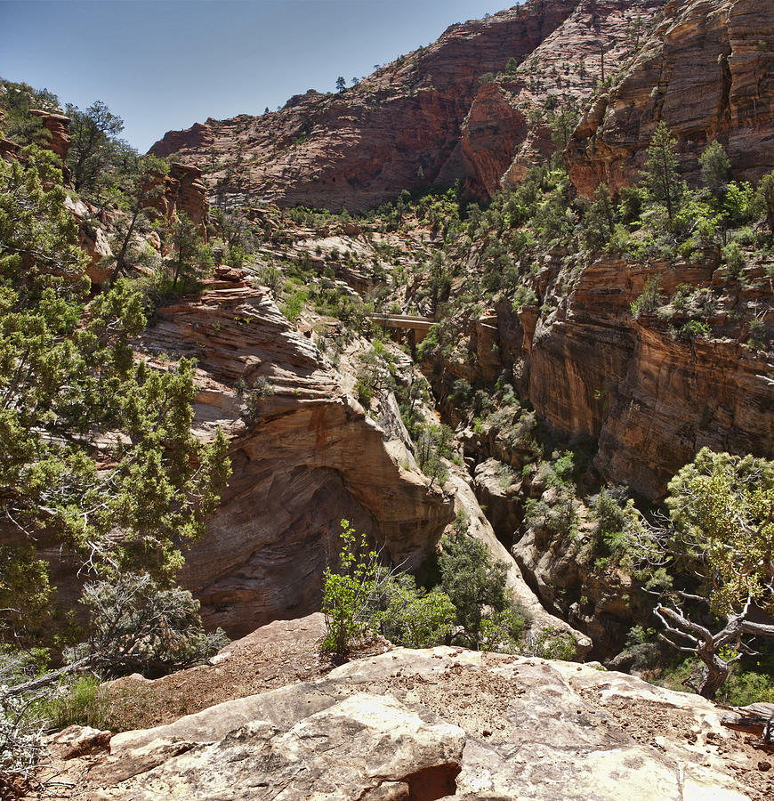 Zion Canyon Overlook Trail Look Back Photograph by Gregory Scott