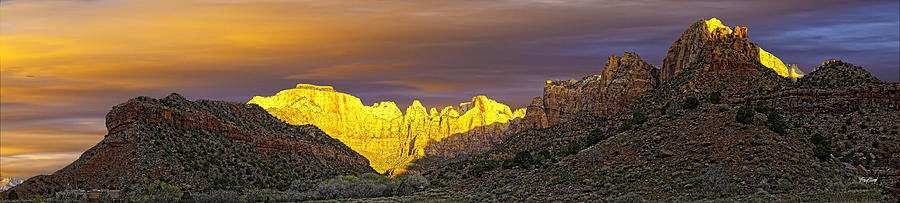 Zion National Park Dawn behind the visitors center Photograph by Fred J Lord