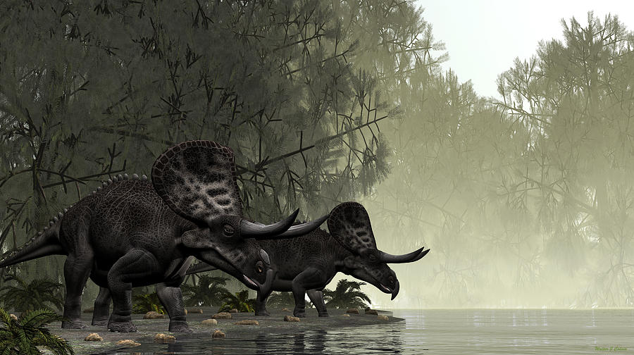 Zuniceratops Painting by Walter Colvin
