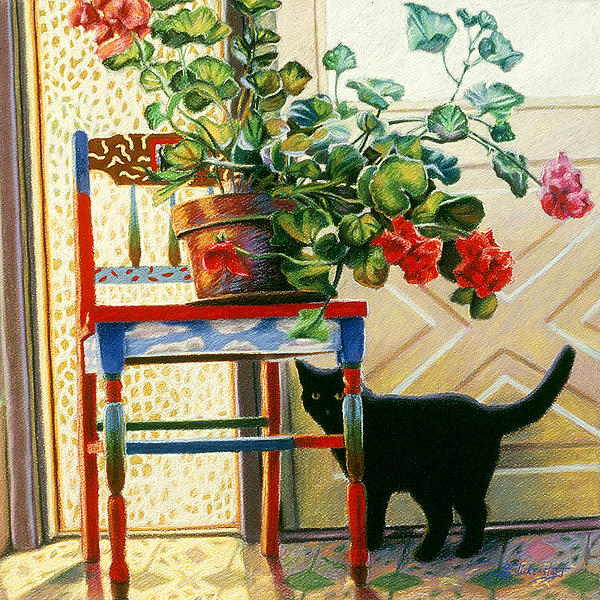 Gina Blickenstaff - Daphne with Painted Chair and Geranium