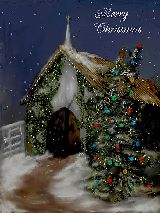 Snowy Christmas Eve Greeting Card by Bonnie Willis