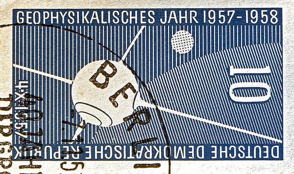 1957 1958 East German Sputnik Stamp Greeting Card