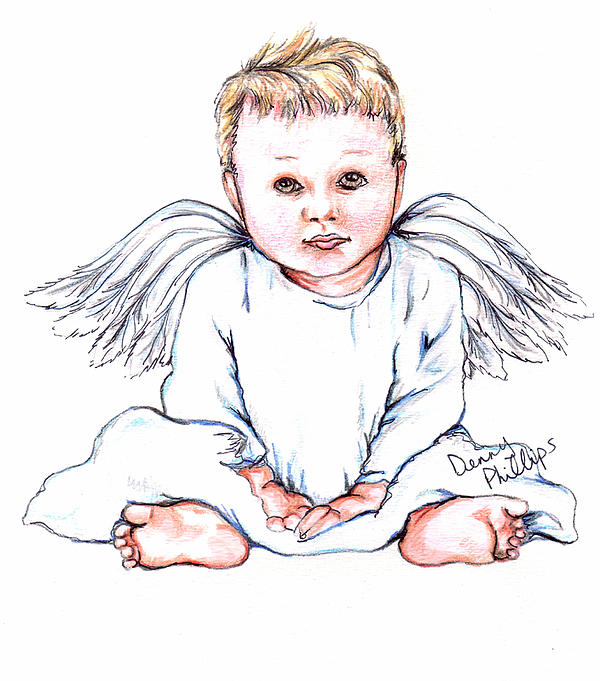 Baby Angel Drawing by Rosalie Vaccaro - Fine Art America