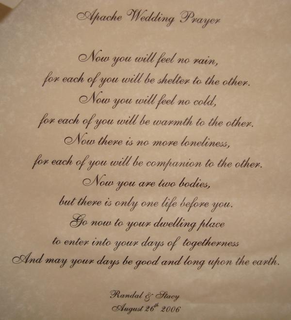 Apache Wedding Prayer by Kat Barton