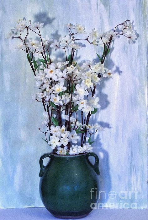 Marsha Heiken - Blue Green Pottery with Flowers