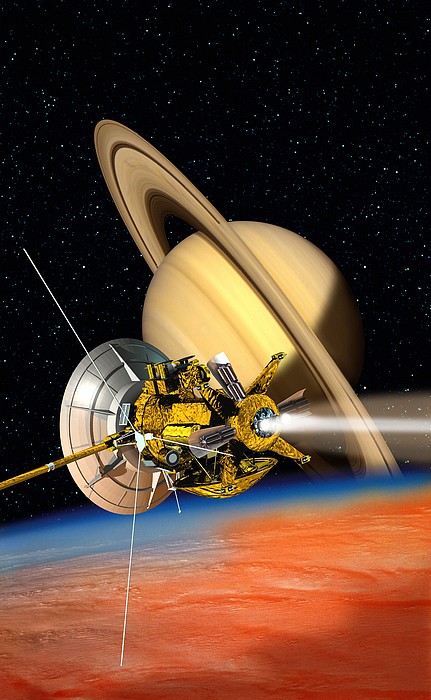 Cassini-huygens Probe At Titan, Artwork Greeting Card by David Ducros