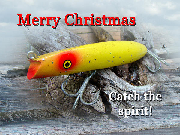 Christmas Greeting Card - Gibbs Darter Vintage Fishing Lure Jigsaw Puzzle  by Carol Senske - Pixels