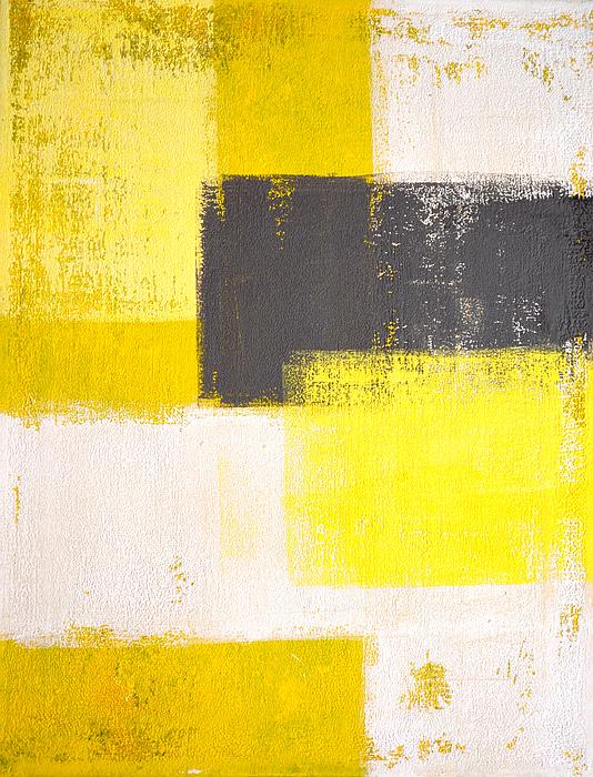 Simply Modern Grey and Yellow Abstract Art Painting iPhone 14