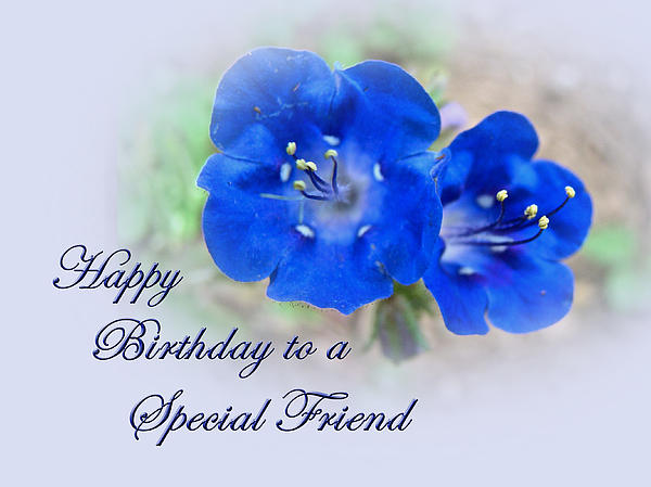 Special Friend Birthday Card - Blue Floral Kids T-Shirt by Carol Senske -  Pixels
