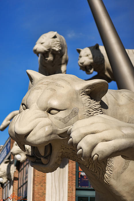 Detroit Tigers Tiger statue outside of Comerica Park Detroit Michigan  Jigsaw Puzzle by Gordon Dean II - Pixels