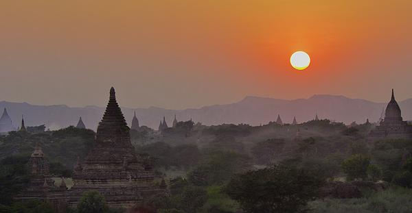 Mark Coran - Sunset Over Bagan Temples Two