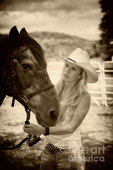 Andre Babiak - Texas Cowgirl With Her Horse