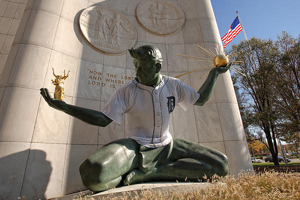 Detroit Tigers Tiger statue outside of Comerica Park Detroit Michigan  Jigsaw Puzzle by Gordon Dean II - Pixels