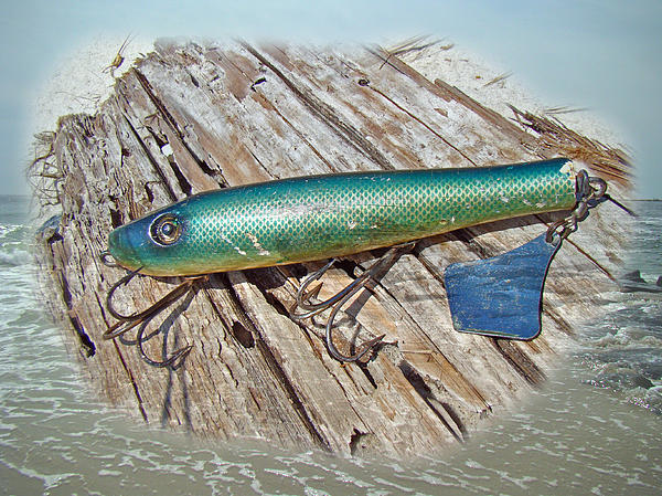Vintage Lido Flaptail Saltwater Fishing Lure Wood Print