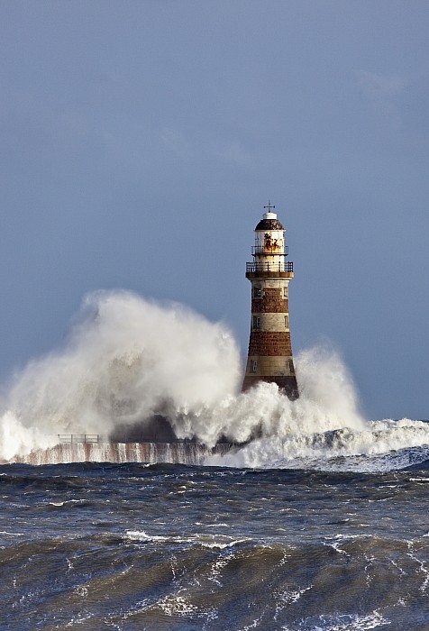 Waves Crashing Against Roker Lighthouse by John Short