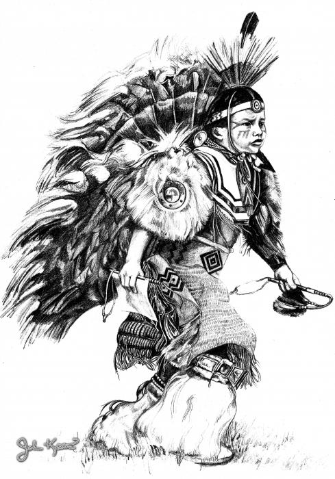 Native American Warrior Drawings Sketch Coloring Page